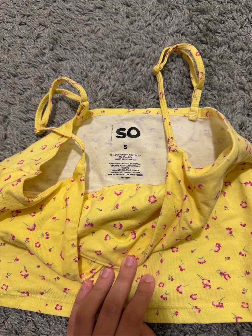 SO Yellow Floral Spaghetti Strap Cami - Picture 2 of 3